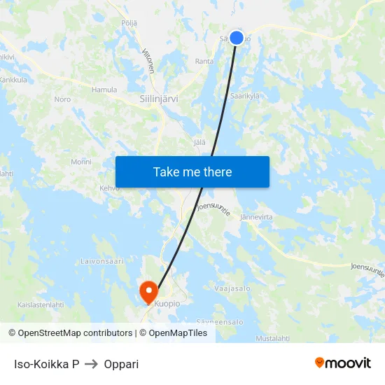 Iso-Koikka P to Oppari map