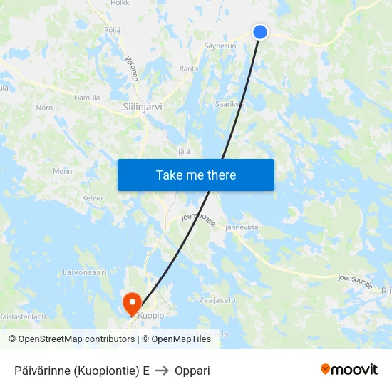 Päivärinne (Kuopiontie) E to Oppari map