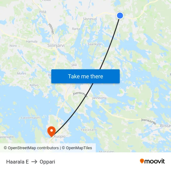 Haarala E to Oppari map