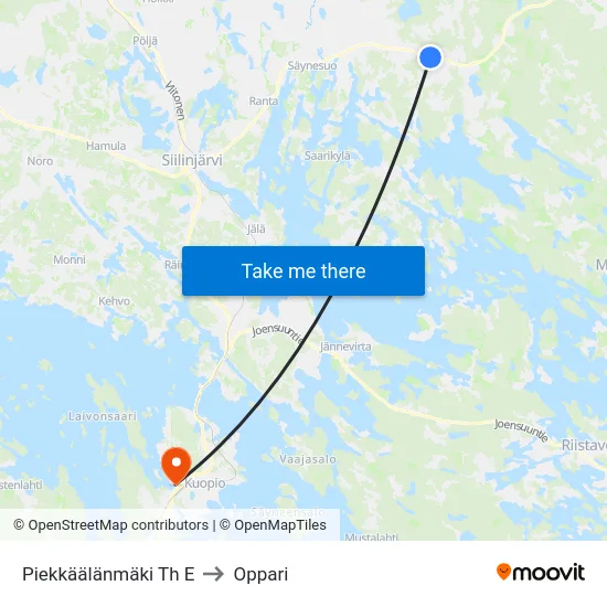 Piekkäälänmäki Th E to Oppari map