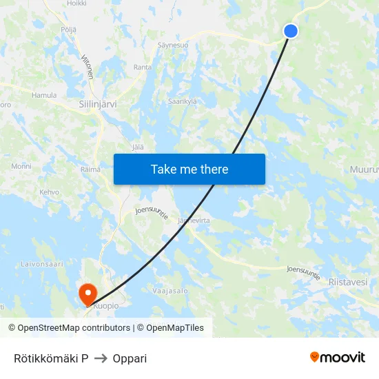 Rötikkömäki P to Oppari map