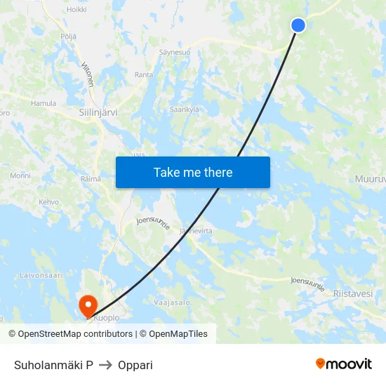 Suholanmäki P to Oppari map