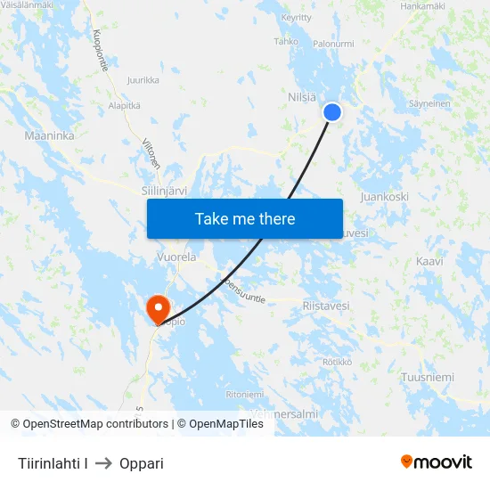 Tiirinlahti I to Oppari map