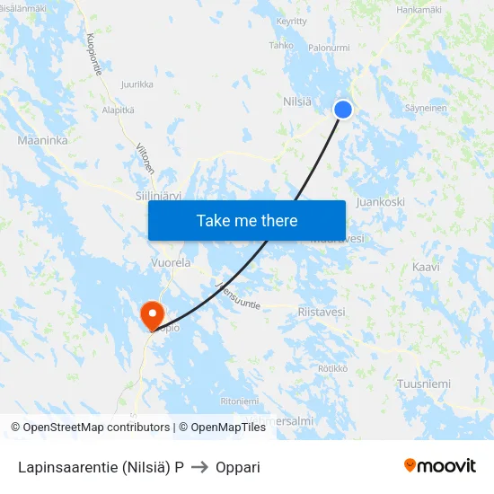 Lapinsaarentie (Nilsiä) P to Oppari map