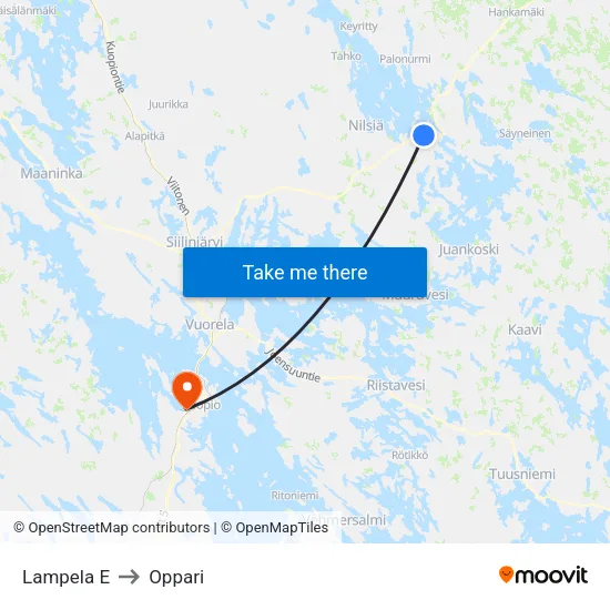 Lampela E to Oppari map