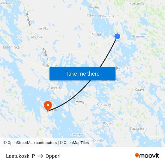 Lastukoski P to Oppari map