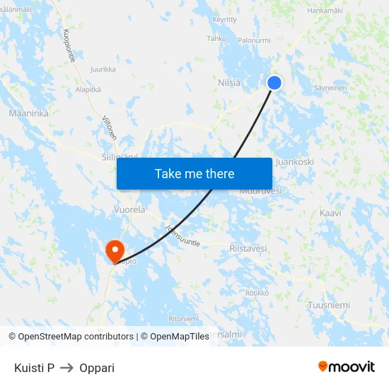 Kuisti P to Oppari map