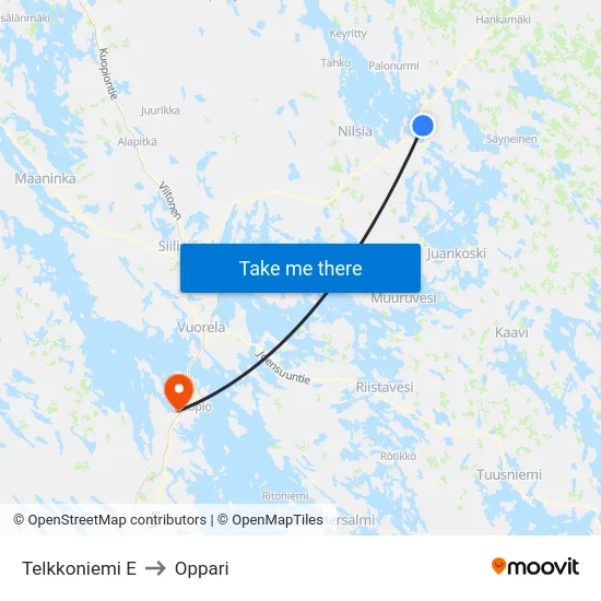 Telkkoniemi E to Oppari map