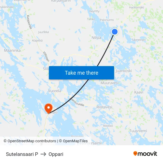 Sutelansaari P to Oppari map