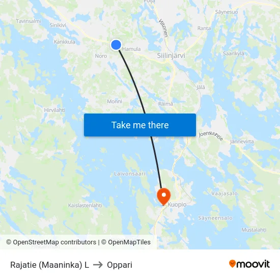 Rajatie (Maaninka) L to Oppari map