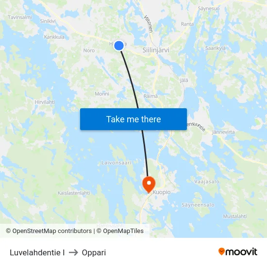 Luvelahdentie I to Oppari map