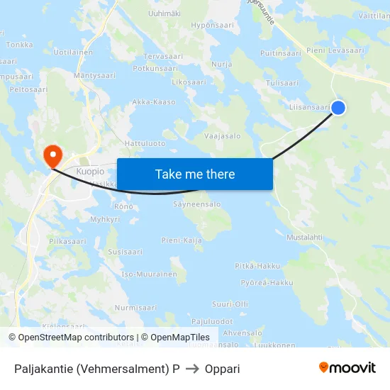 Paljakantie (Vehmersalment) P to Oppari map