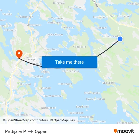 Pirttijärvi P to Oppari map