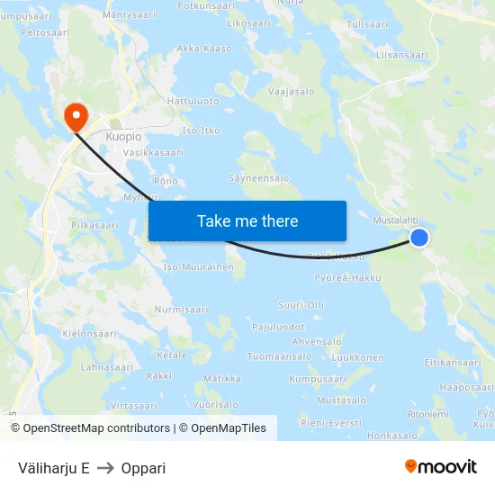 Väliharju E to Oppari map