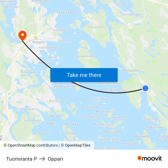 Tuomiranta P to Oppari map