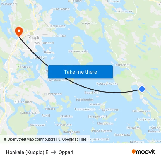 Honkala (Kuopio) E to Oppari map