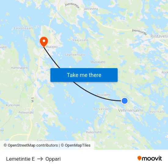 Lemetintie E to Oppari map
