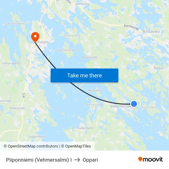 Piiponniemi (Vehmersalmi) I to Oppari map