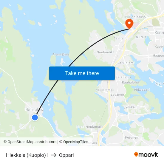 Hiekkala (Kuopio) I to Oppari map