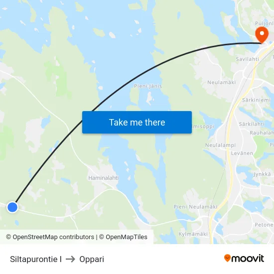 Siltapurontie I to Oppari map