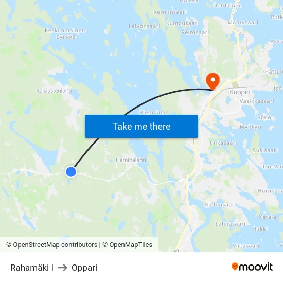 Rahamäki I to Oppari map