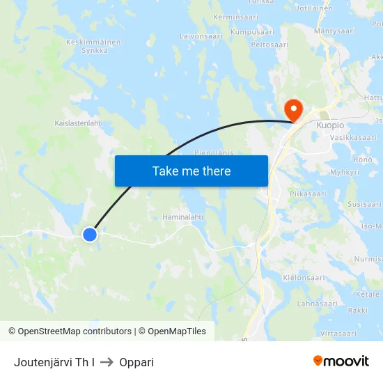 Joutenjärvi Th I to Oppari map