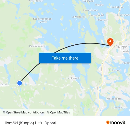 Ilomäki (Kuopio) I to Oppari map