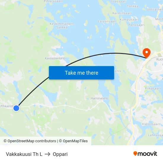 Vakkakuusi Th L to Oppari map