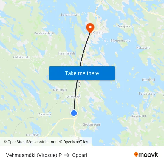 Vehmasmäki (Vitostie) P to Oppari map