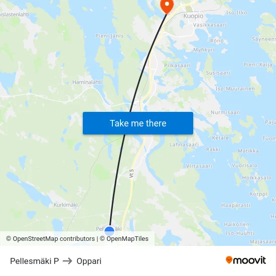 Pellesmäki P to Oppari map