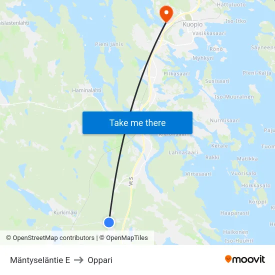 Mäntyseläntie E to Oppari map