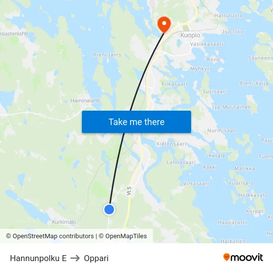 Hannunpolku E to Oppari map