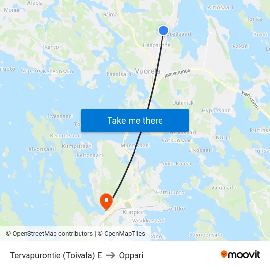 Tervapurontie (Toivala) E to Oppari map