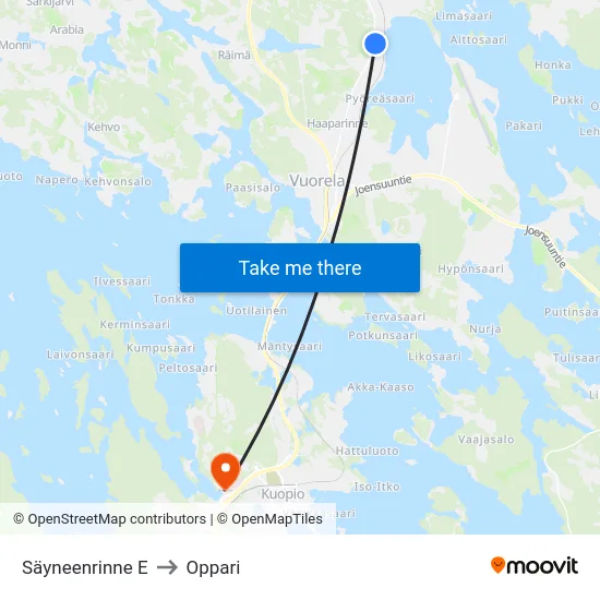 Säyneenrinne E to Oppari map