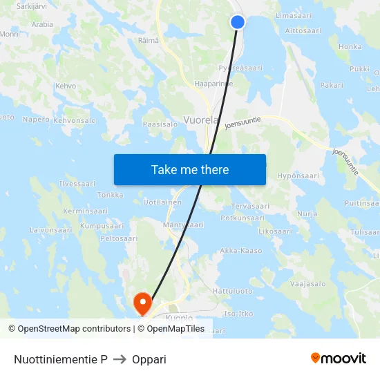 Nuottiniementie P to Oppari map