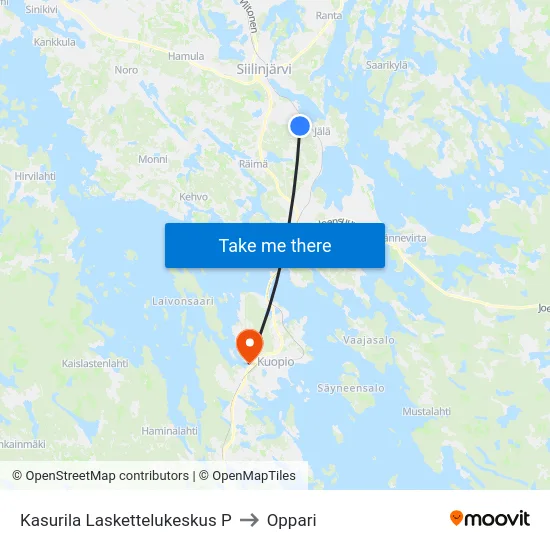 Kasurila Laskettelukeskus P to Oppari map