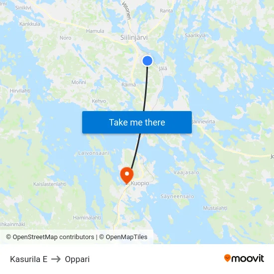 Kasurila E to Oppari map
