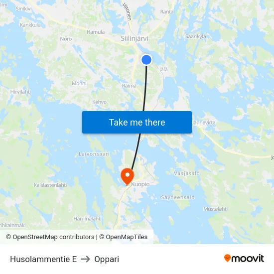 Husolammentie E to Oppari map
