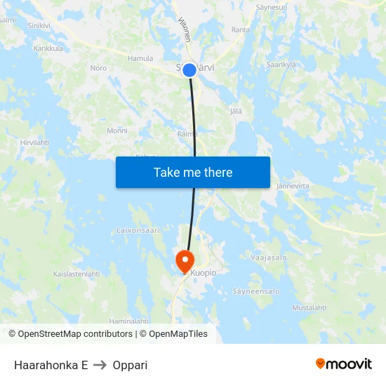 Haarahonka E to Oppari map