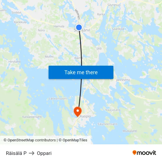 Räisälä P to Oppari map