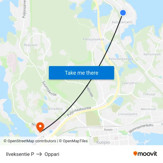 Ilveksentie P to Oppari map