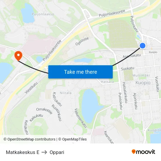 Matkakeskus E to Oppari map