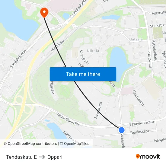 Tehdaskatu E to Oppari map