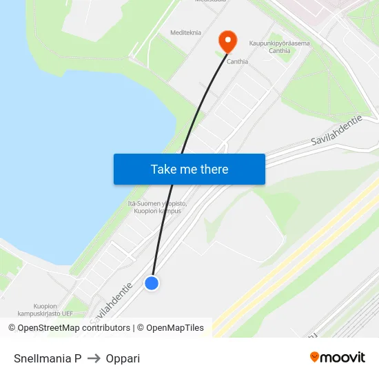 Snellmania P to Oppari map