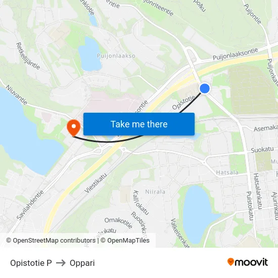 Opistotie P to Oppari map