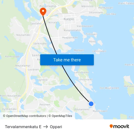 Tervalammenkatu E to Oppari map