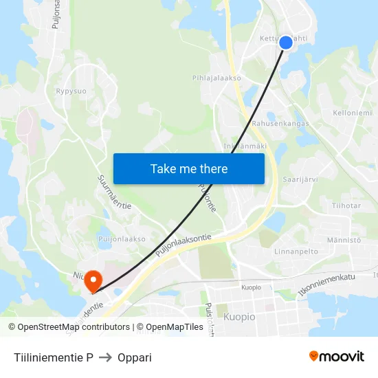 Tiiliniementie P to Oppari map