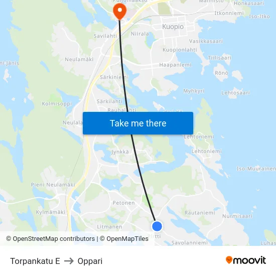 Torpankatu E to Oppari map