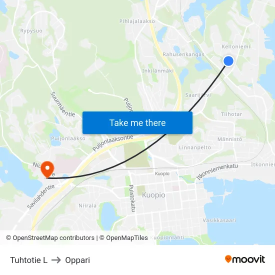 Tuhtotie L to Oppari map