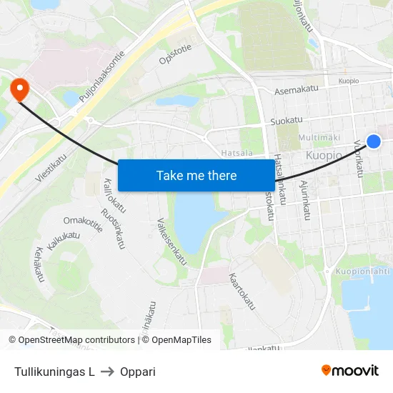 Tullikuningas L to Oppari map